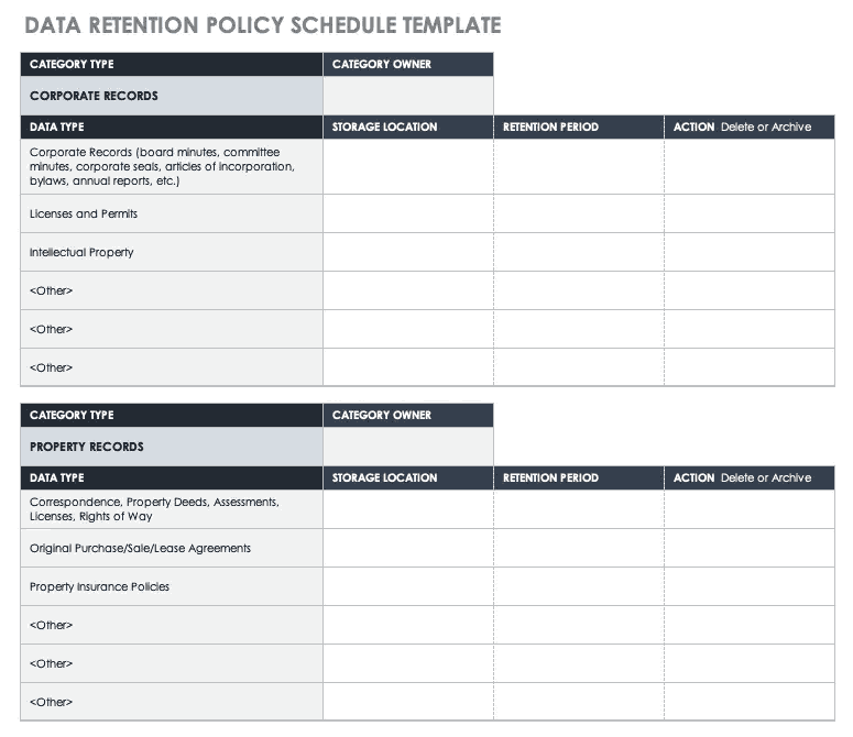 Data Retention Policy Example